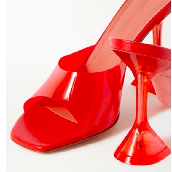 AMINA MUADDI Red Lupita Glass Pvc And Leather Mules - Picture 3 of 13